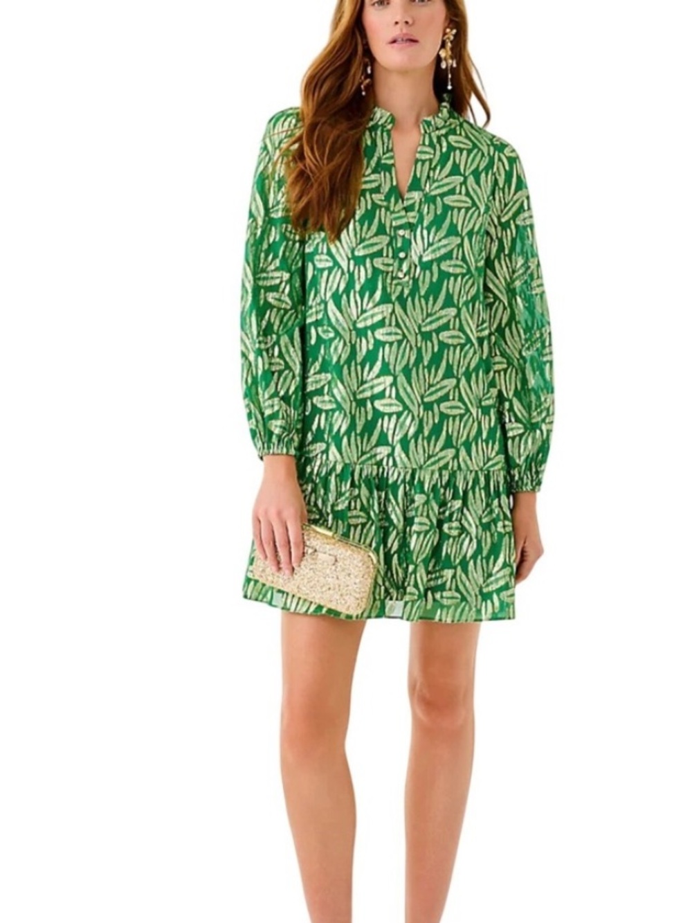 NEW Lilly Pulitzer Evaline Silk Dress Bamboo Green Leafy Babe Metallic RARE. Sk4